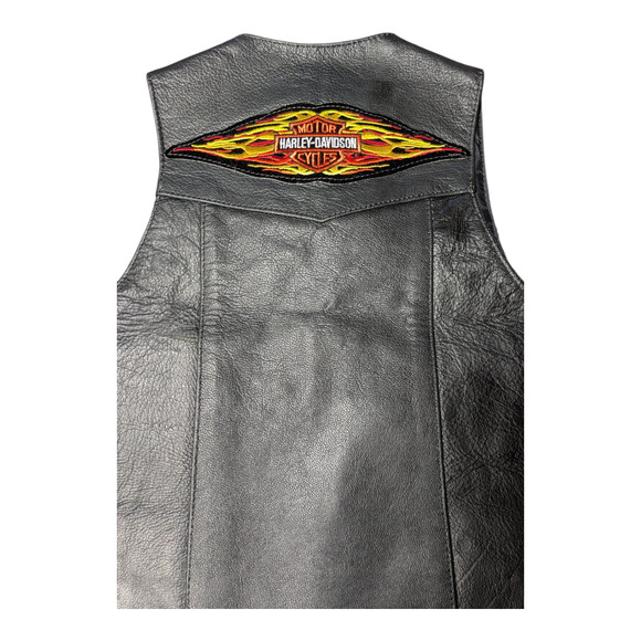 Unik leather vest with Harley Davidson patch Size Med Great Condition - Picture 9 of 11
